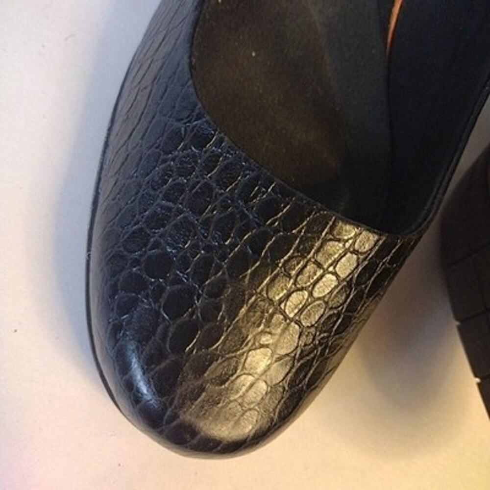 Rockport Shoes Womens Size 10.5 Black Croc Leather Round Toe Block Heel Pumps - Picture 3 of 9